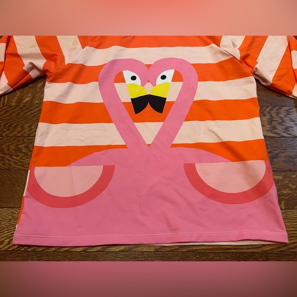 NWT Stella McCartney Orange Striped Flamingo Rash Guard Size 14 - Picture 2 of 12